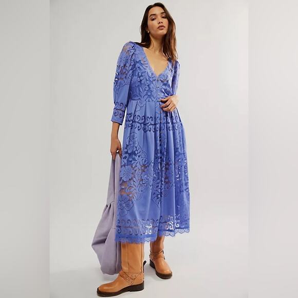 Free People Shadow Dance Midi Dress in Persian Jewel XS - Picture 1 of 12